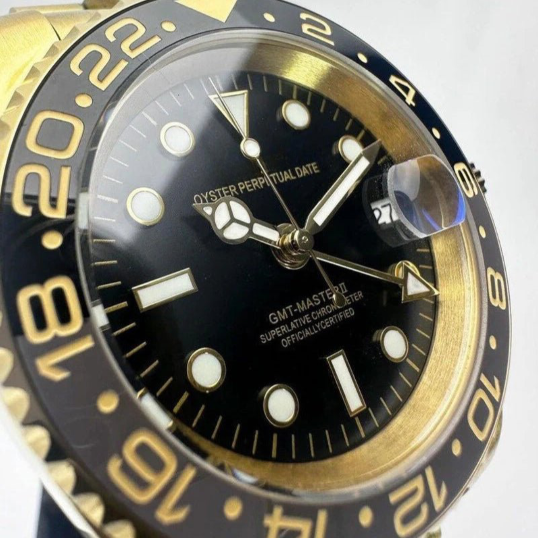 WATCH MOD GMTEIKO | GOLD AND BLACK | JUBILEE STRAP